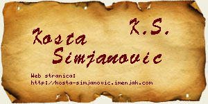 Kosta Simjanović vizit kartica